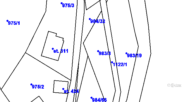Parcela st. 983/3 v KÚ Košařiska, Katastrální mapa
