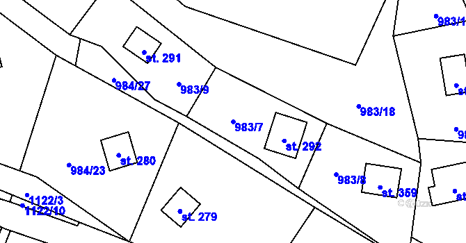 Parcela st. 983/7 v KÚ Košařiska, Katastrální mapa