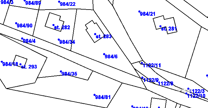 Parcela st. 984/6 v KÚ Košařiska, Katastrální mapa