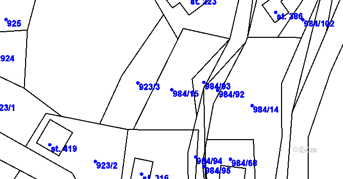 Parcela st. 984/15 v KÚ Košařiska, Katastrální mapa