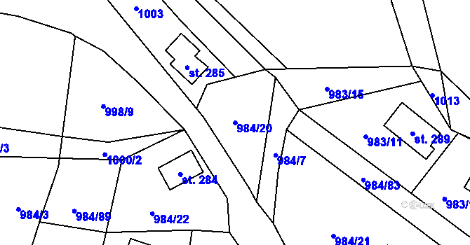 Parcela st. 984/20 v KÚ Košařiska, Katastrální mapa