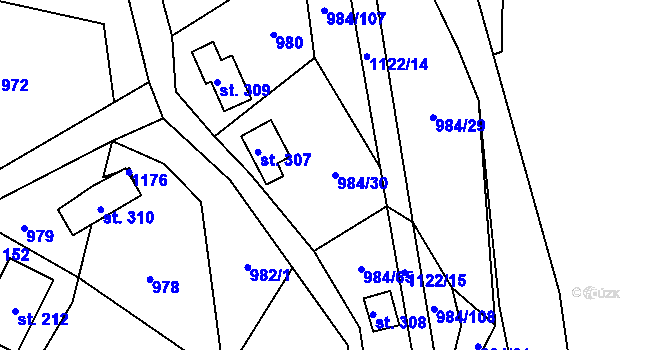 Parcela st. 984/30 v KÚ Košařiska, Katastrální mapa
