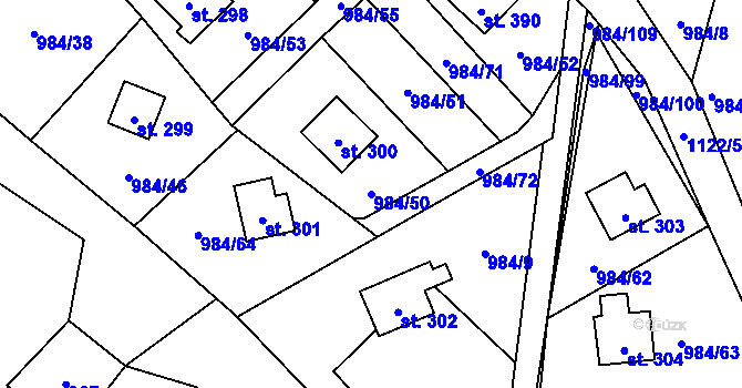 Parcela st. 984/50 v KÚ Košařiska, Katastrální mapa