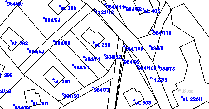 Parcela st. 984/52 v KÚ Košařiska, Katastrální mapa