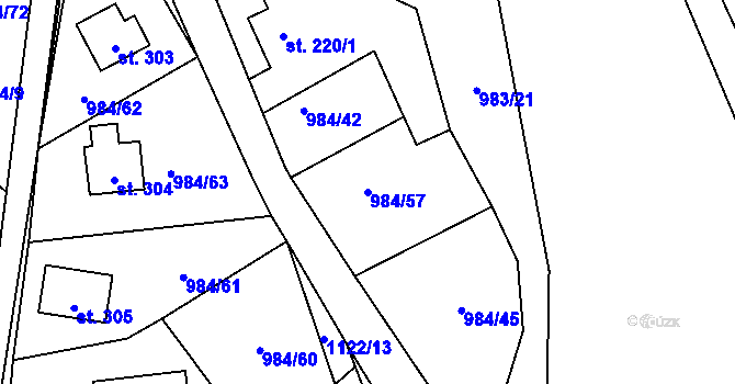 Parcela st. 984/57 v KÚ Košařiska, Katastrální mapa