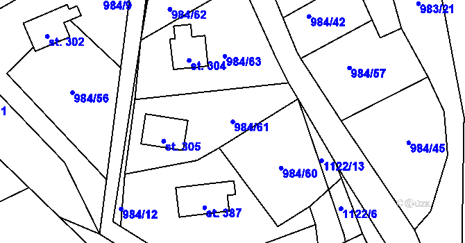Parcela st. 984/61 v KÚ Košařiska, Katastrální mapa
