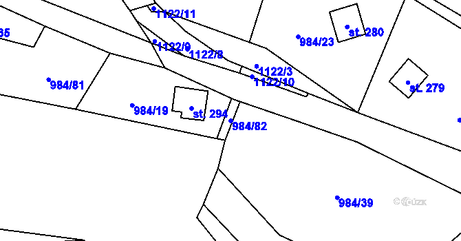 Parcela st. 984/82 v KÚ Košařiska, Katastrální mapa