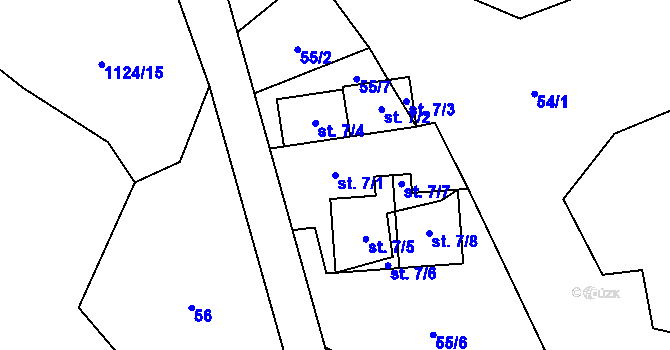 Parcela st. 7/1 v KÚ Košařiska, Katastrální mapa