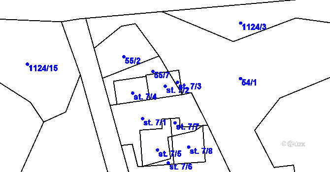 Parcela st. 7/2 v KÚ Košařiska, Katastrální mapa