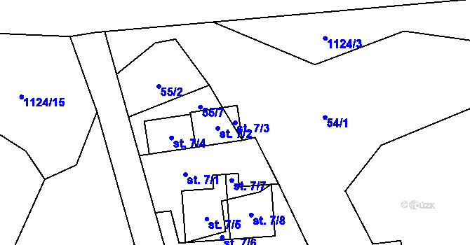 Parcela st. 7/3 v KÚ Košařiska, Katastrální mapa