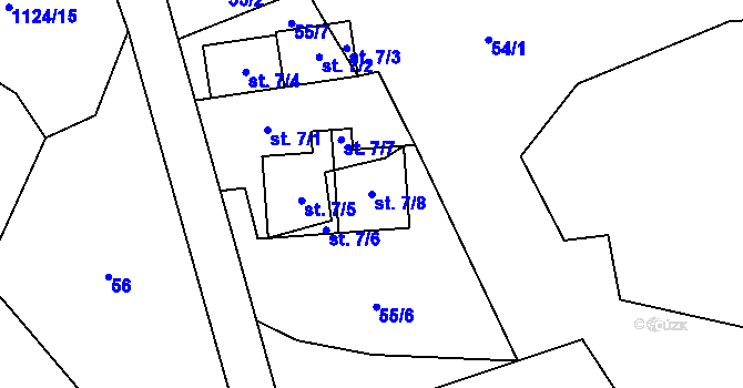 Parcela st. 7/8 v KÚ Košařiska, Katastrální mapa