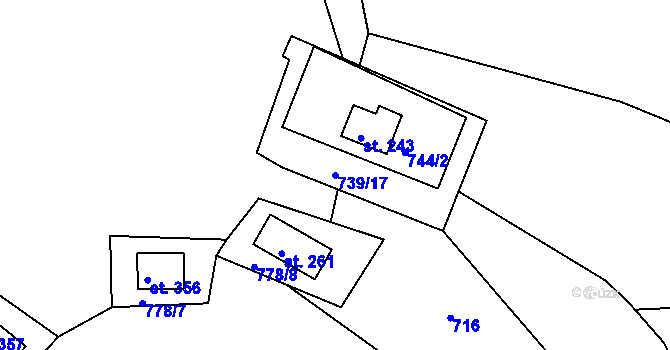 Parcela st. 739/17 v KÚ Košařiska, Katastrální mapa
