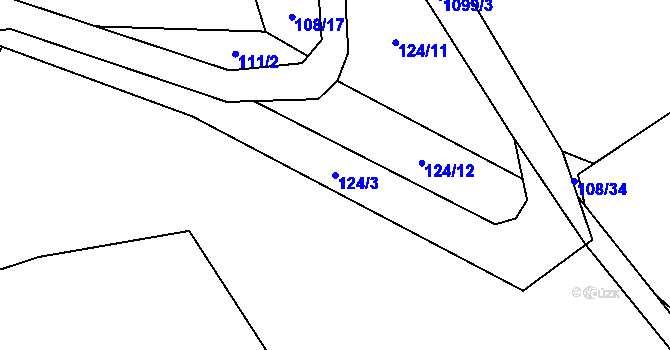 Parcela st. 124/3 v KÚ Košařiska, Katastrální mapa