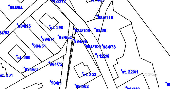 Parcela st. 984/100 v KÚ Košařiska, Katastrální mapa