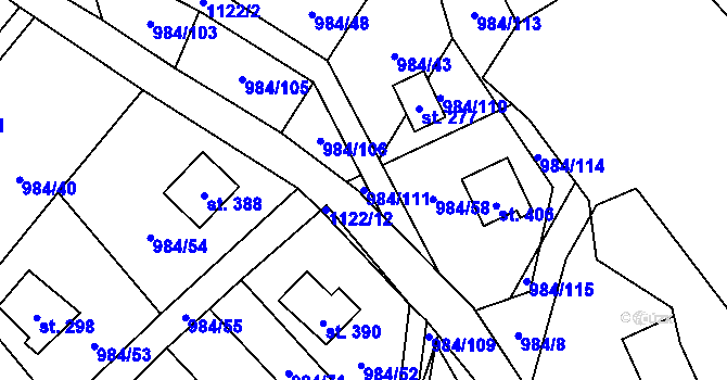 Parcela st. 984/111 v KÚ Košařiska, Katastrální mapa