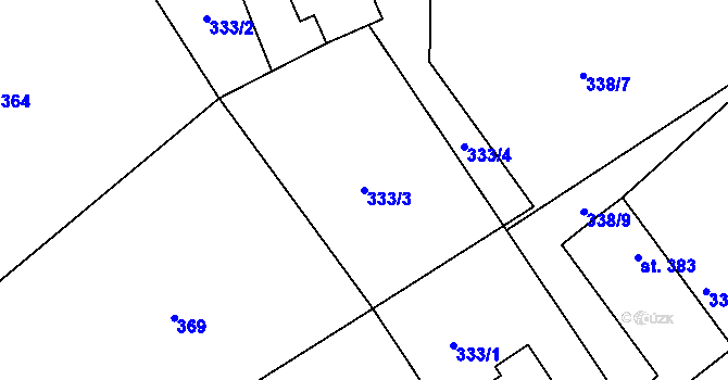 Parcela st. 333/3 v KÚ Košařiska, Katastrální mapa