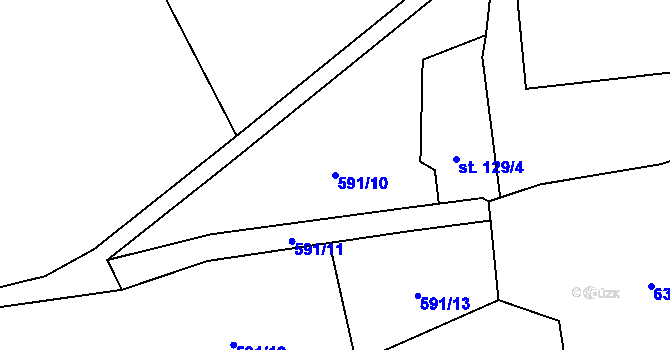 Parcela st. 591/10 v KÚ Košařiska, Katastrální mapa