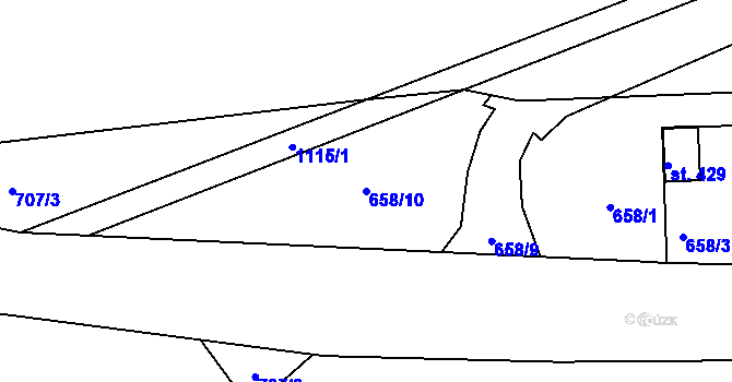 Parcela st. 658/10 v KÚ Košařiska, Katastrální mapa