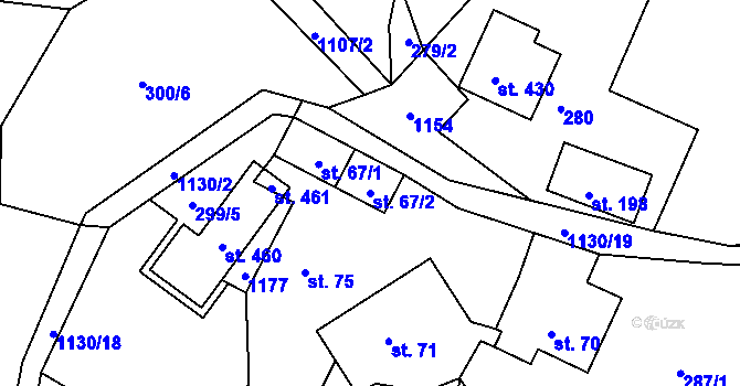 Parcela st. 67/2 v KÚ Košařiska, Katastrální mapa