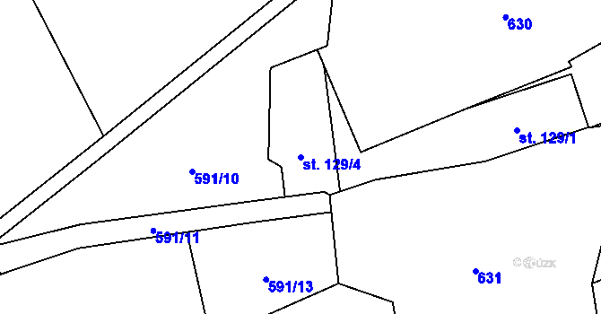 Parcela st. 129/4 v KÚ Košařiska, Katastrální mapa