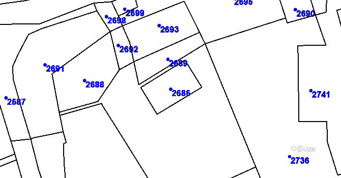 Parcela st. 2686 v KÚ Košatka nad Odrou, Katastrální mapa