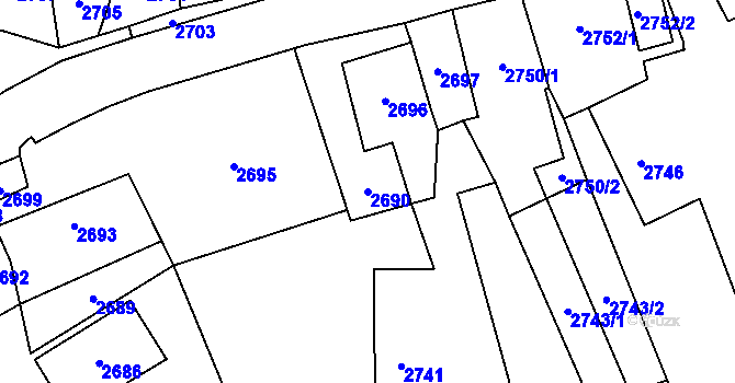 Parcela st. 2690 v KÚ Košatka nad Odrou, Katastrální mapa