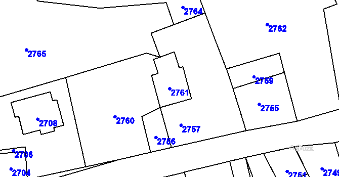 Parcela st. 2761 v KÚ Košatka nad Odrou, Katastrální mapa