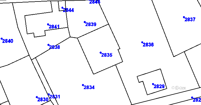 Parcela st. 2835 v KÚ Košatka nad Odrou, Katastrální mapa