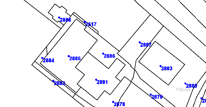 Parcela st. 2886 v KÚ Košatka nad Odrou, Katastrální mapa