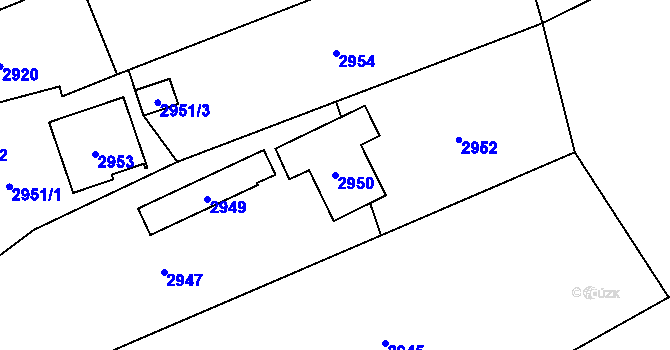 Parcela st. 2950 v KÚ Košatka nad Odrou, Katastrální mapa