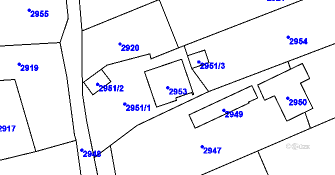 Parcela st. 2953 v KÚ Košatka nad Odrou, Katastrální mapa