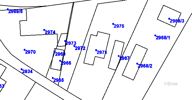 Parcela st. 2971 v KÚ Košatka nad Odrou, Katastrální mapa