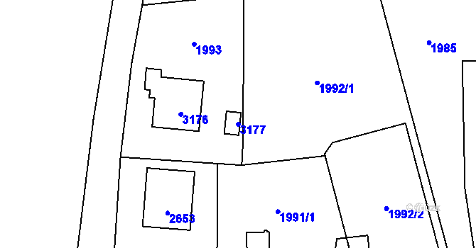 Parcela st. 3177 v KÚ Košatka nad Odrou, Katastrální mapa