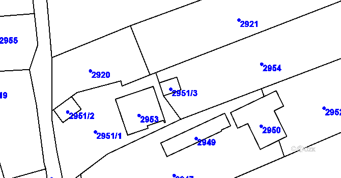 Parcela st. 2951/3 v KÚ Košatka nad Odrou, Katastrální mapa
