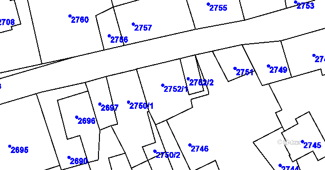 Parcela st. 2752/1 v KÚ Košatka nad Odrou, Katastrální mapa