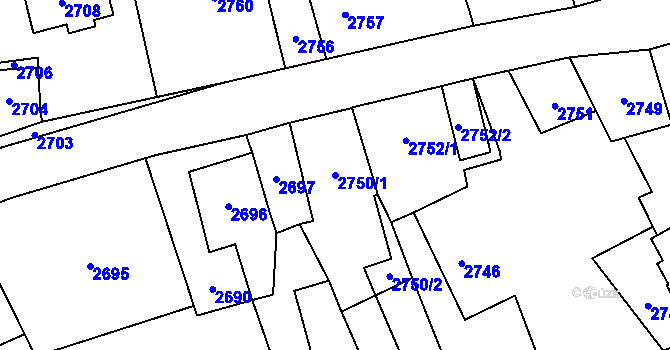 Parcela st. 2750/1 v KÚ Košatka nad Odrou, Katastrální mapa