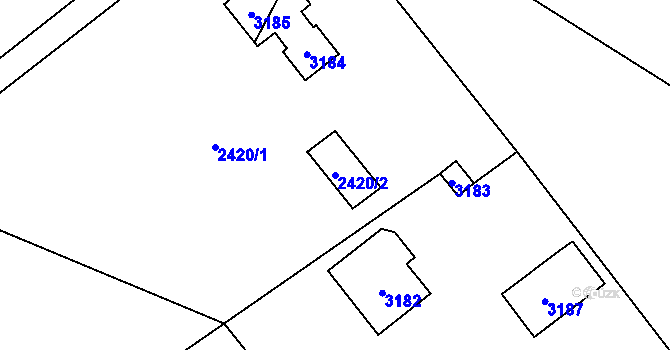 Parcela st. 2420/2 v KÚ Košatka nad Odrou, Katastrální mapa