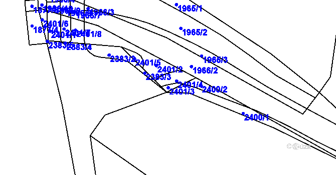 Parcela st. 2401/3 v KÚ Košatka nad Odrou, Katastrální mapa