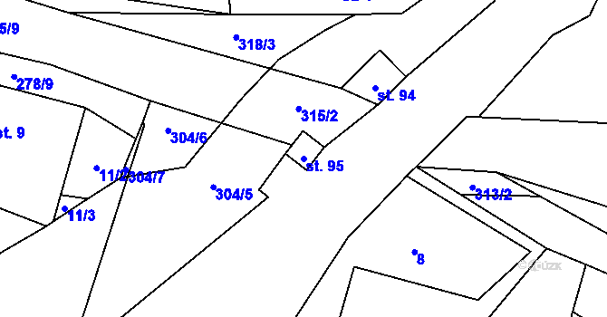 Parcela st. 95 v KÚ Košátky, Katastrální mapa