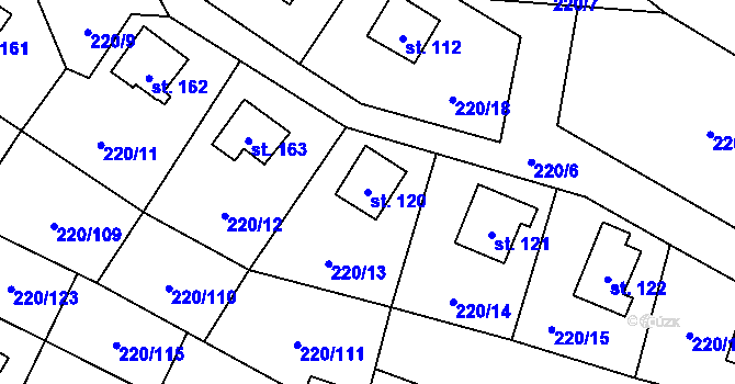 Parcela st. 120 v KÚ Košátky, Katastrální mapa