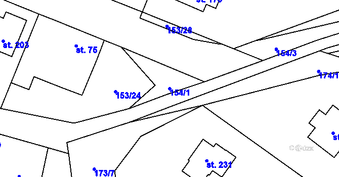 Parcela st. 154/1 v KÚ Košátky, Katastrální mapa