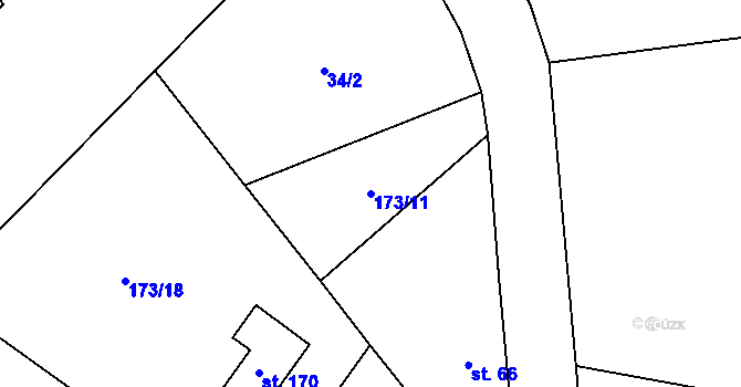 Parcela st. 173/11 v KÚ Košátky, Katastrální mapa