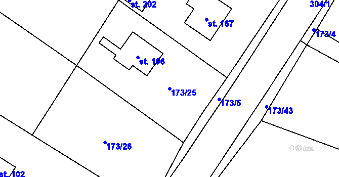 Parcela st. 173/25 v KÚ Košátky, Katastrální mapa