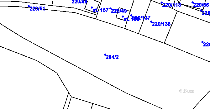 Parcela st. 204/2 v KÚ Košátky, Katastrální mapa