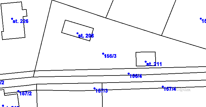 Parcela st. 156/3 v KÚ Košátky, Katastrální mapa