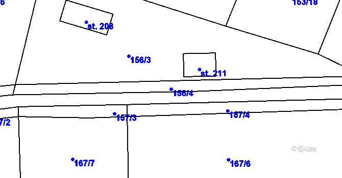 Parcela st. 156/4 v KÚ Košátky, Katastrální mapa