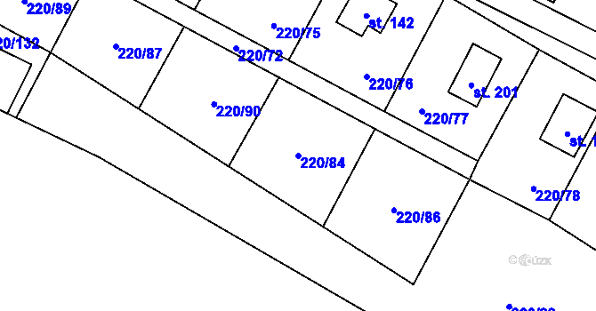 Parcela st. 220/84 v KÚ Košátky, Katastrální mapa