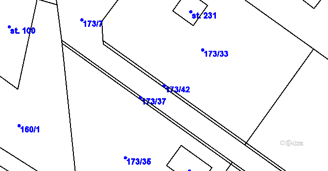 Parcela st. 173/42 v KÚ Košátky, Katastrální mapa