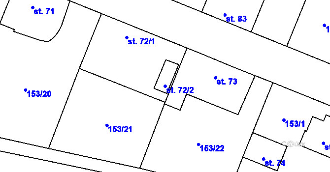 Parcela st. 72/2 v KÚ Košátky, Katastrální mapa