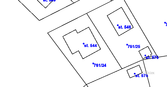 Parcela st. 544 v KÚ Košetice, Katastrální mapa